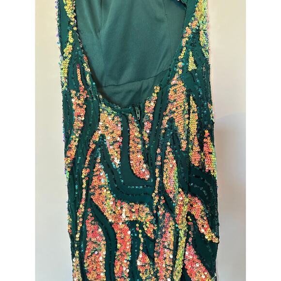 City Studio Size 1 Juniors Green Maxi Mermaid Sequin Prom Gown Dress Unique - Picture 6 of 15